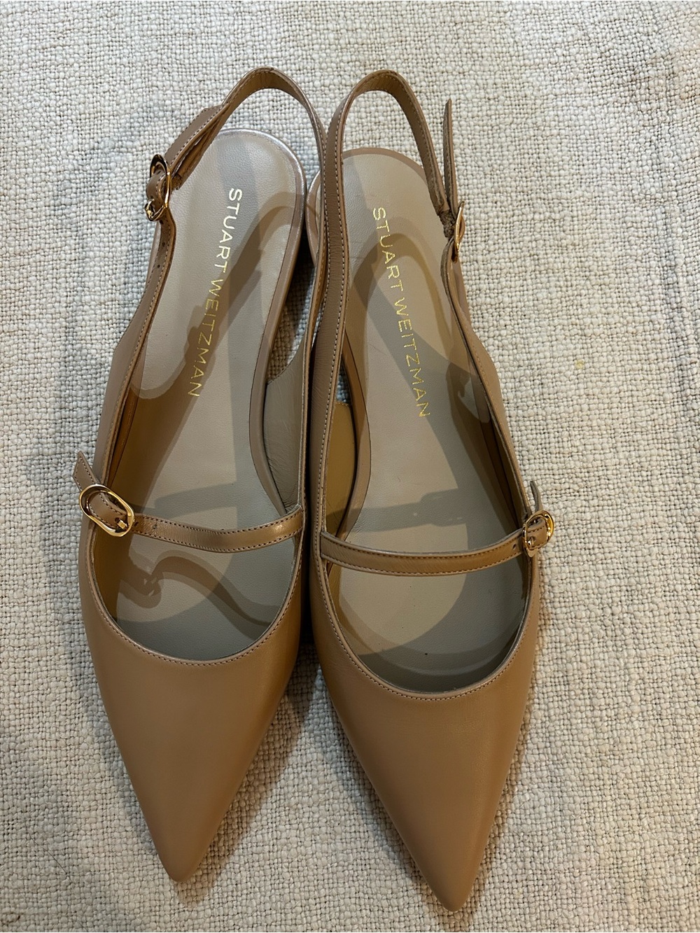Stuart Weitzman Emilia Mary Jane Slingback Flat Flats Brown US 8.5